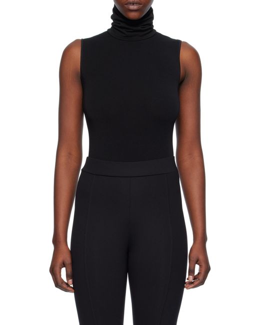 Wolford Black High Neck Viscose Bodysuit