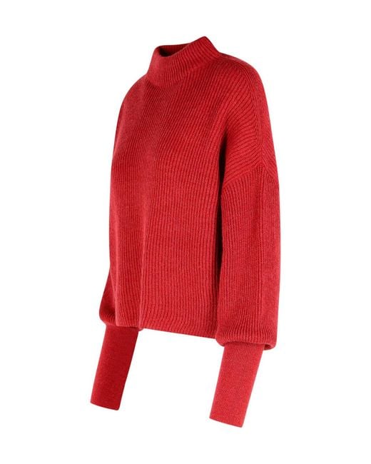 Closed Red Dropped Shoulder Knitwear