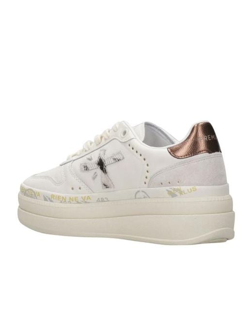 Premiata White Lace-Up Sneakers