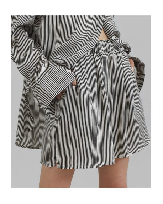 Frankie Shop Gray Lui Striped Silk Boxer Shorts