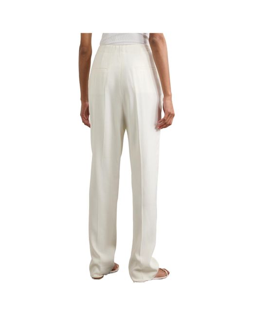 TOVE White Pleated Crepe Straight-Leg Pants