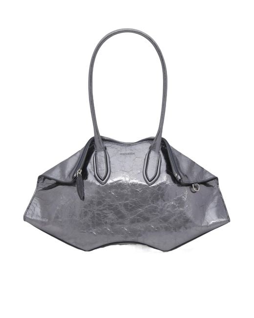 McQueen Gray Manta Shoulder Bag