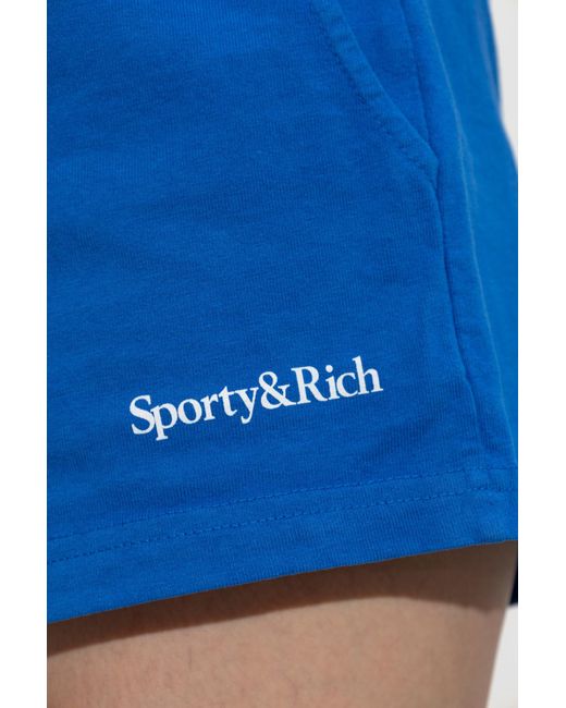 Sporty & Rich Blue Logo Athletic Shorts