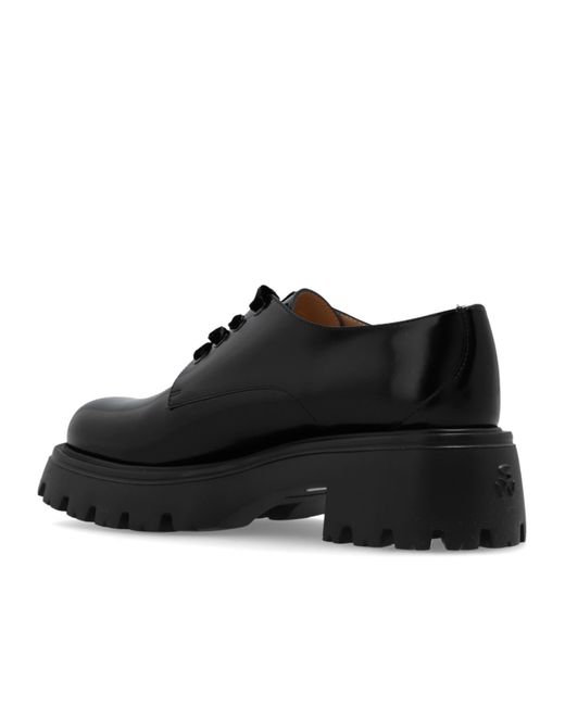 Stuart Weitzman Black Emerson Chunky-Sole Lace-Up Shoes