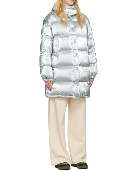 Moncler Gray Logo-Patch Padded Coat