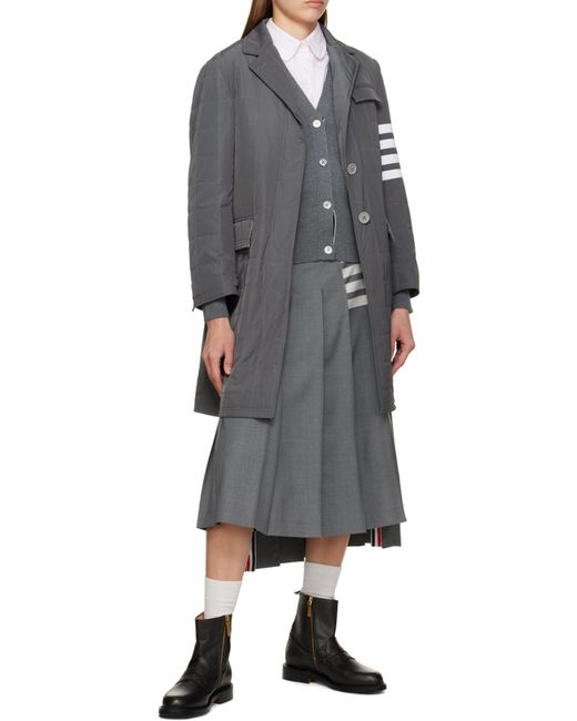 Thom Browne Gray Stripe Detail Down Jacket