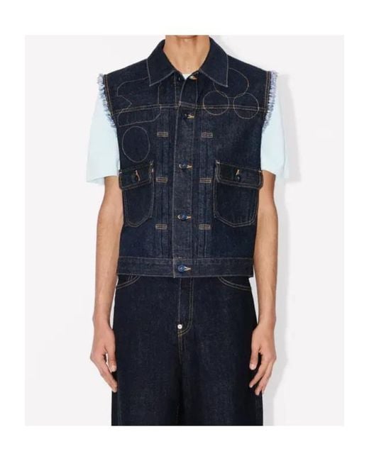 KENZO Blue Badges' Cut Off Trucker for men