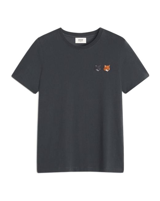 Maison Kitsuné Black Maison Kitsuné Double Fox Head Regular T-Shirt for men