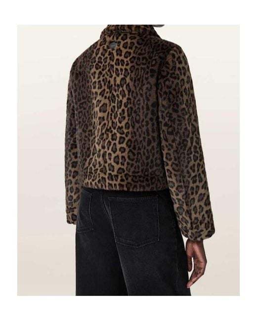 AllSaints Brown Saye Leopard-Print Collared Jacket