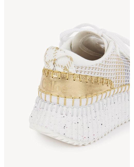 Chloé White Chloé Nama Metallic Detailed Lace-Up Sneakers
