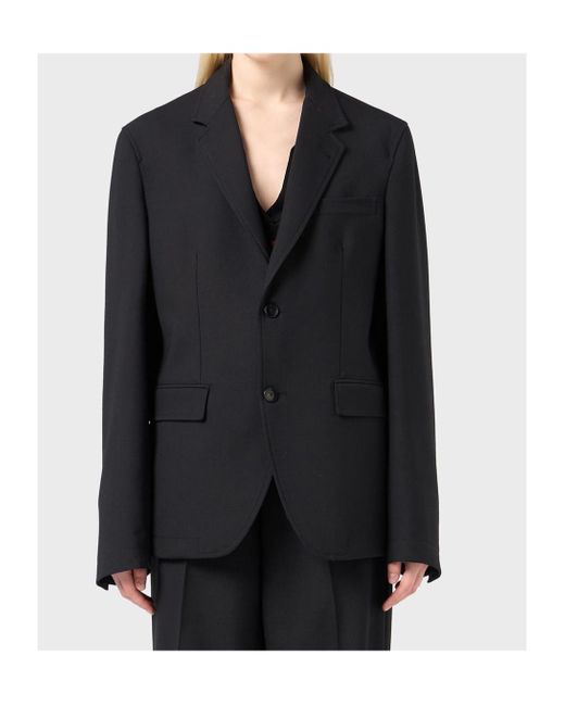 Blumarine Black Lettering-Print Single-Breasted Blazer