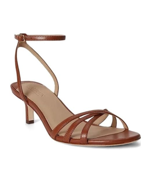 Ralph Lauren Brown Lauren Buckle-Fastened Heeled Sandals