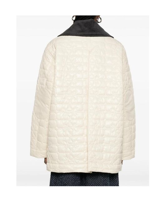 Ganni Natural Shiny Quilt Midi Jacket