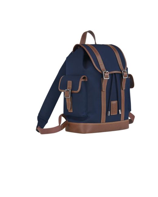 Longchamp Blue Boxford Strapped Backpack for men