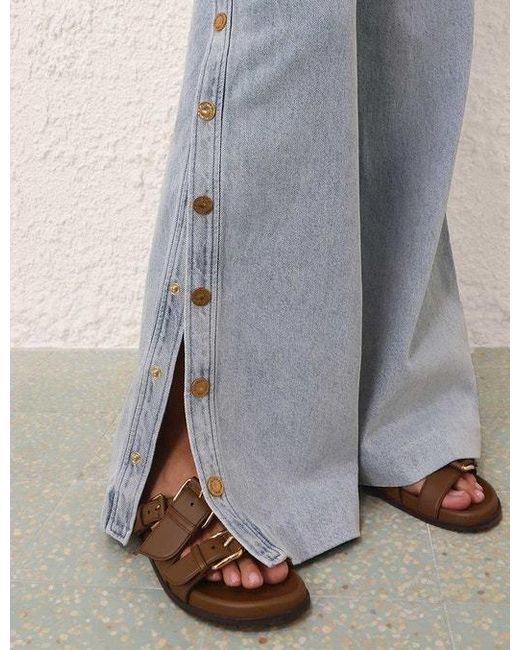 Zimmermann Gray Runway Rebellion Denim Snap Pant