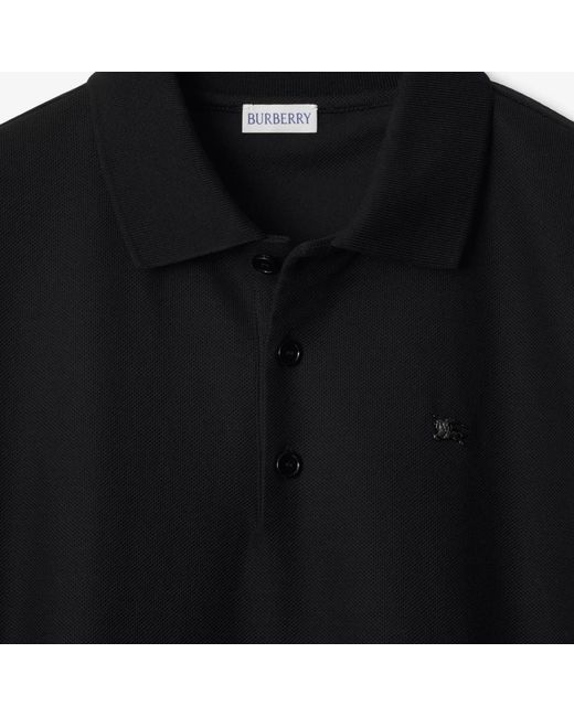 Burberry Black Ekd Embroidered Short Sleeved Polo Shirt for men