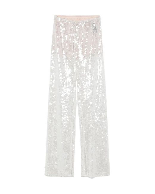 FEDERICA TOSI Women's White Sequined Wide-Leg Pants