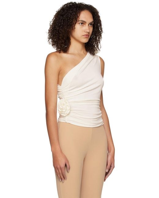 Magda Butrym White One Shoulder Ruched Top
