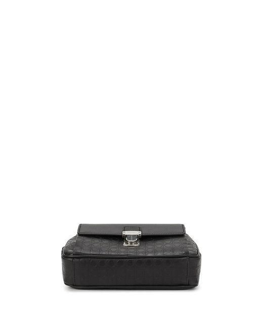 Ferragamo Black Logo Hand-Held Bag