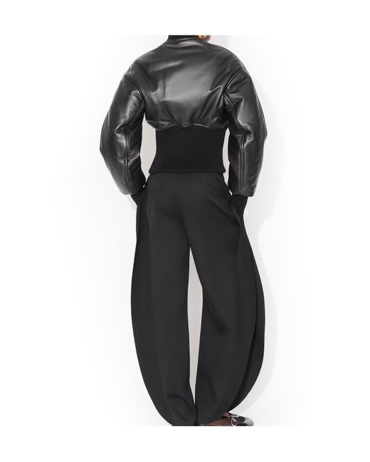 Alaïa Black Leather Bomber Jacket