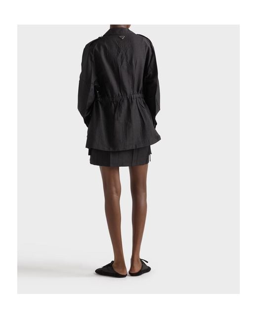 Prada Black Kid Mohair-Virgin Wool Field Jacket