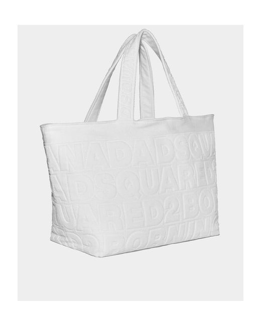 DSquared² White Twin Beach Shopping Bag
