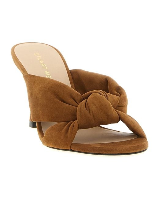 Stuart Weitzman Brown Knotted High-Heeled Sandals