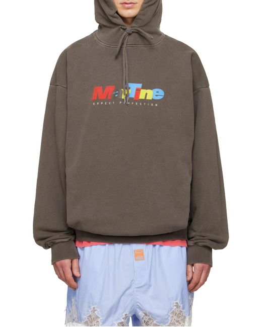 Martine Rose Brown Logo Print Drawstring Hoodie for men