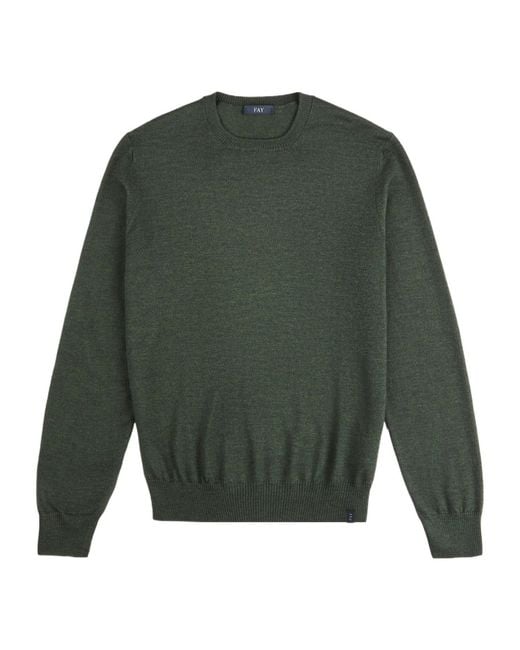 Fay Green Round-Neck Jumper for men