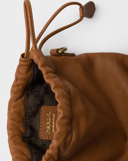 Prada Brown Pochette En Cuir Nappa