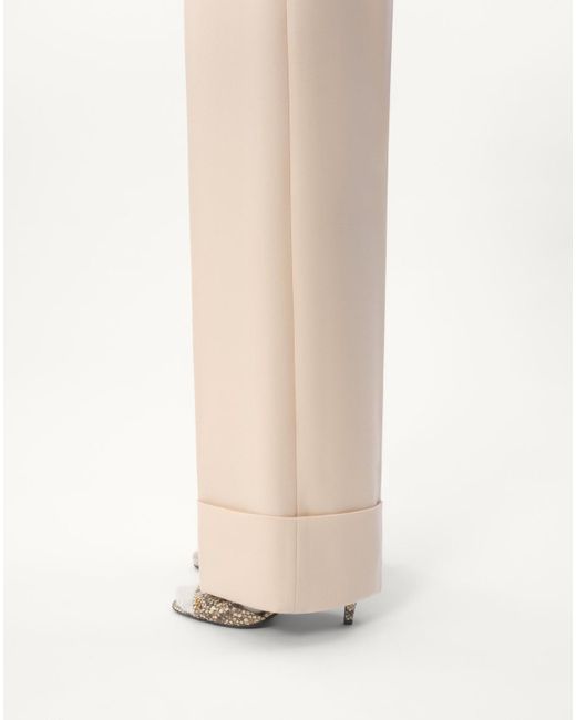 Valentino White Diagonal Dry Wool Trousers