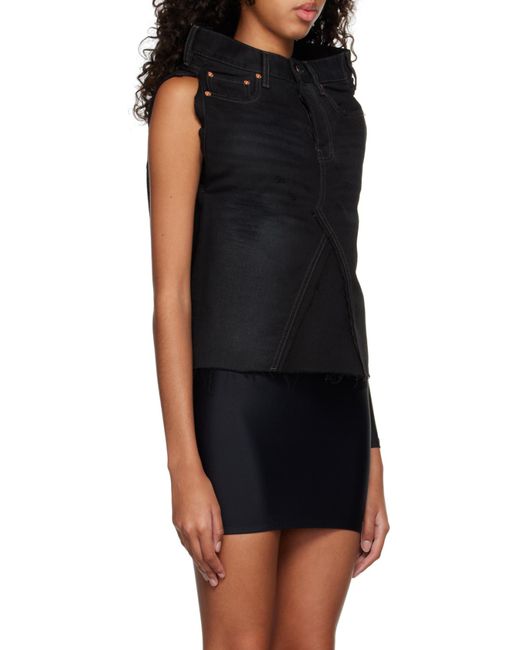 Balenciaga Black Rip-Detailed Denim Skirt