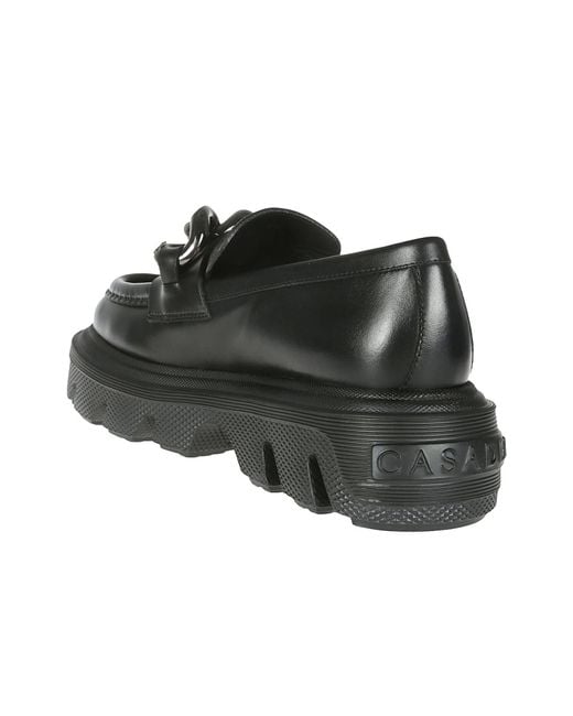 Casadei Black Chain-Link Slip-On Loafers