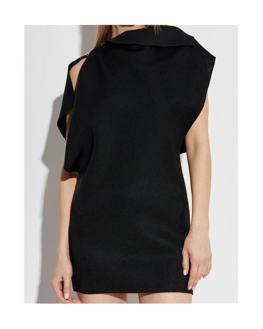 Jacquemus Black La Mini Robe Trapeze Cowl Neck Mini Dress