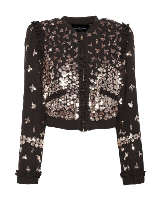 Needle & Thread Black Fern Bomber Jacket