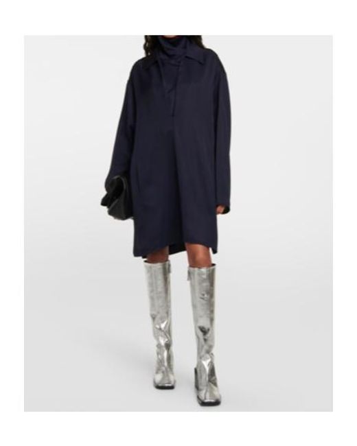 Jil Sander White Metallic Leather Knee-High Boots