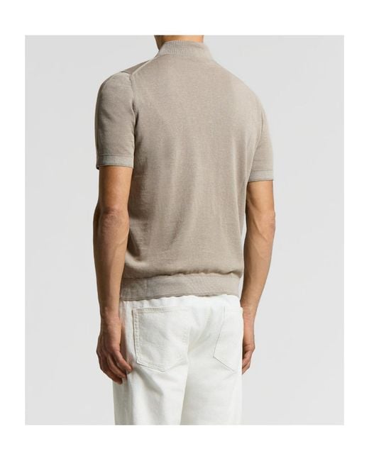 Peserico Gray Ribbed Polo Shirt for men