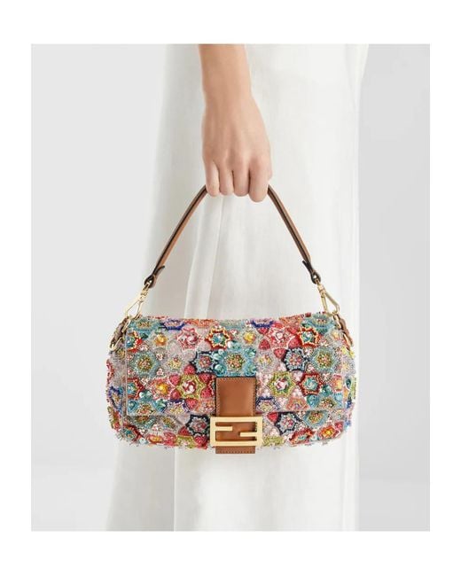 Fendi Multicolor Baguette Bead-Embellished Shoulder Bag