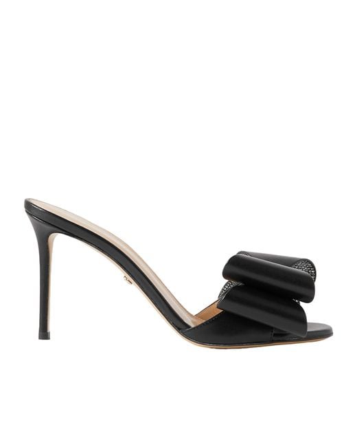Mach & Mach Black Round-Headed High-Heeled Sandals