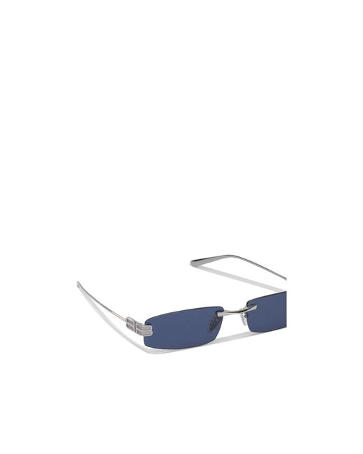 Balenciaga Blue Gossip S Rimless Rectangular Sunglasses