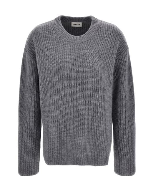 P.A.R.O.S.H. Gray Ribbed-Knit Cashmere Jumper