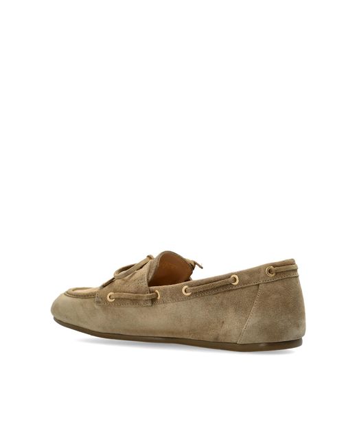 Stuart Weitzman Brown Lace-Up Flats