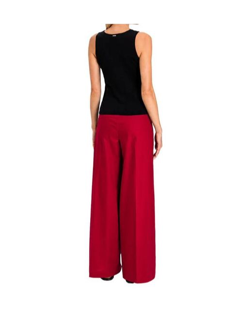 Twinset Red Elastic Pleated Casual Pants