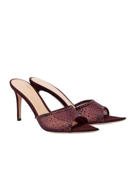 Gianvito Rossi Brown Rania 85 Crystal-Embellished Mules