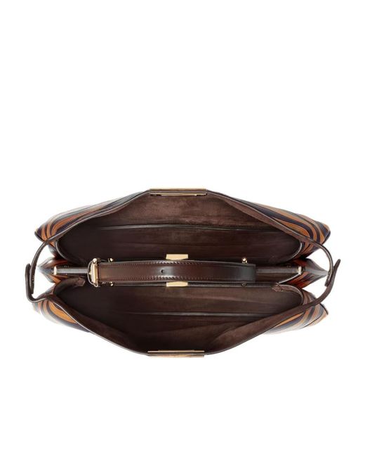 Fendi Brown Peekaboo Soft Large Two-Tone Inlaid Hagfish Leather Bag