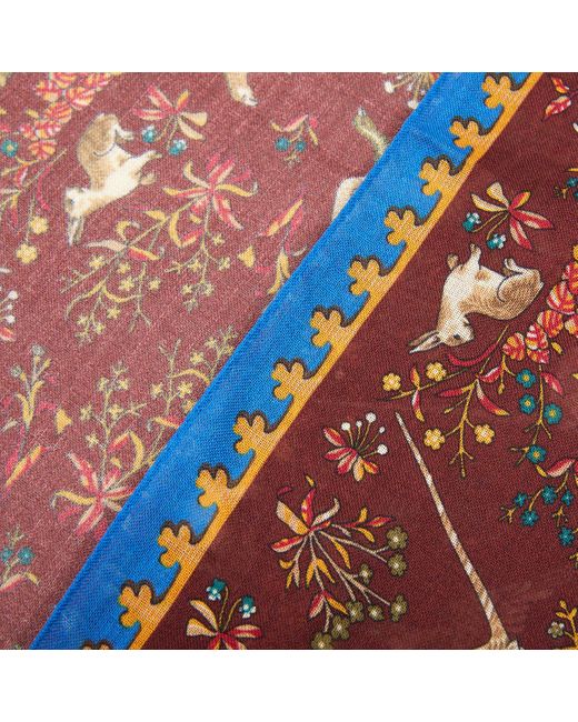 Drake's Brown Unicorn Printed Scarf for men
