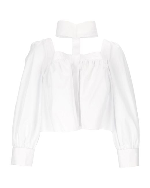 Elisabetta Franchi White Long-Sleeved Blouse