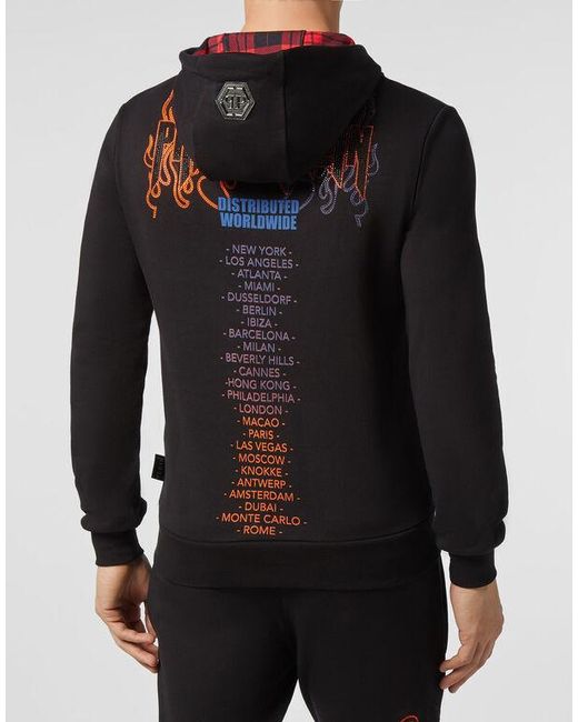Philipp Plein Blue Logo Details Hooded Hoodie for men