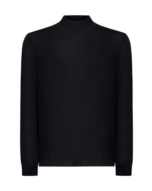 Zanone Black Mock-Neck Sweater for men