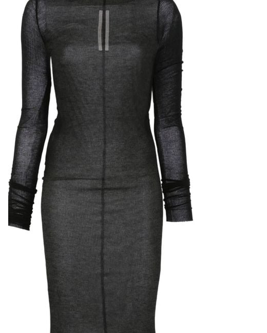 Rick Owens Black Long-Sleeved Midi Dress